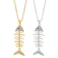 2022 Wholesale Vintage Chain Necklace Pendant Fashion Hip Hop Necklace Punk Crystal Silver Gold Fish Necklace for Women