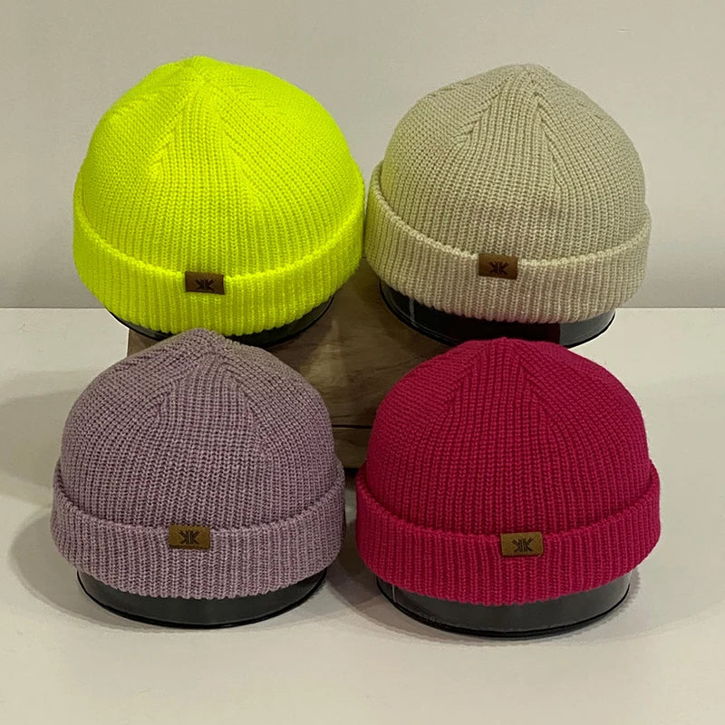 Wholesale Unisex Custom Logo Short Cuffed Trawler Docker Watch Hat Roll up Edge Skull Cap Fisherman Beanie for Men Women