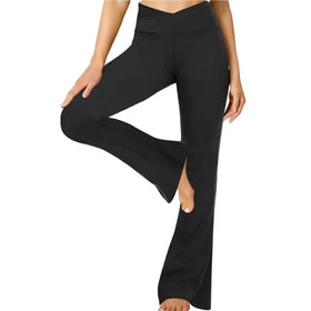 Lanyu Women's Flare Yoga Pants Crossover Wide Leg Leggings Soft High Waisted Workout Casual Bootcut Pants