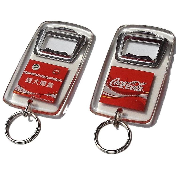 Insert Logo Clear Acrylic Beer Opener Souvenir Eco-Friendly Blank Acrylic Bottle Opener Keychain with Lovely Anime Angel Design