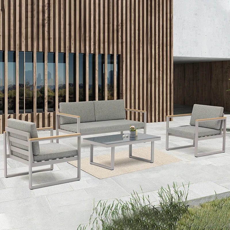 Modern Design Waterproof Aluminum Balcony Pool 4 Piece Outdoor Resort Patio Furniture Garden Tables and Chairs Sets