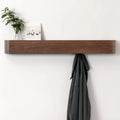 Wall-Mounted Coat Rack with 9 Hooks - Modern Design Coat Rack with Hidden Wall Hooks - Wood Veneer Panel Coat Hanger Oak Dark