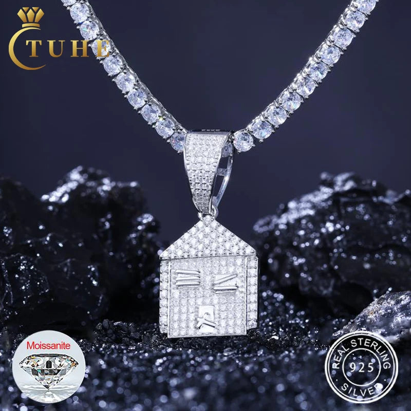 Ready to Ship 2024 Hot Sale 925 Sterling Silver VVS Moissanite Diamond Wholesale Iced Out Little House Pendant