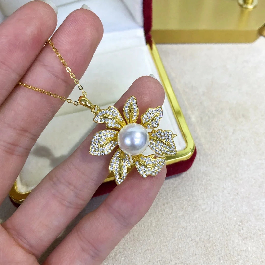 P1549 10-11mm DIY Natural  Freshwater Pearl Charm Pendant Necklace Accessory 925 Sterling Silver Jewelry for Women Without Chain