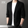 Men's High-End Business Casual Summer Suit Ice Silk Blazer Jacket Double Breasted Versatile Knitted Plaid Thin Small Suit