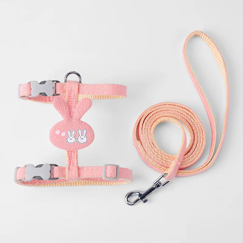 Fashion Cute Rabbit Adjustable Cat Harness and Leash for Walking