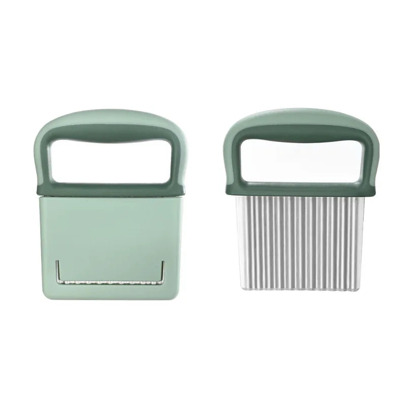 New Manual Stainless Steel French Fry Crinkle Potato Cutter Wave Vegetable Cutter PP Cover Kitchen Tools for Fruit Vegetable