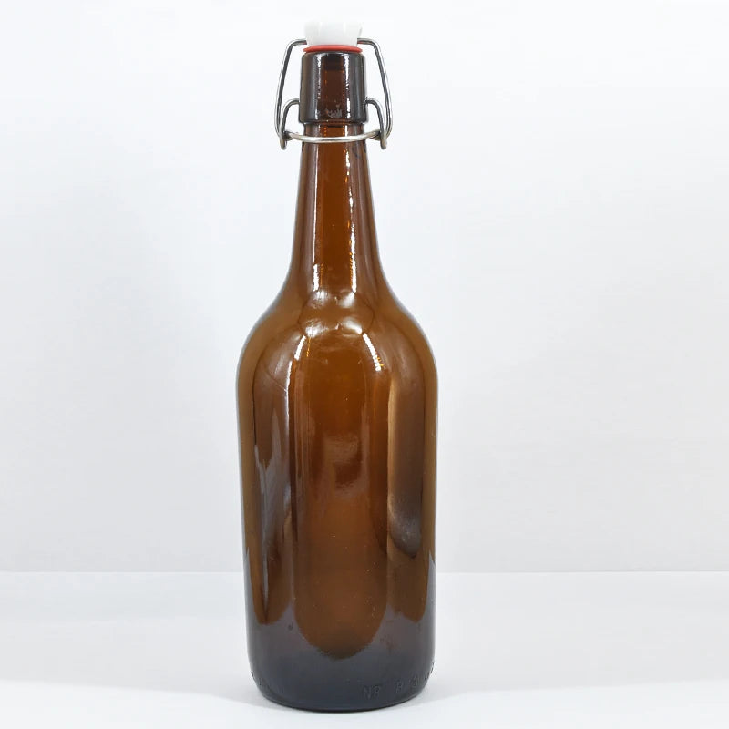 Free Sample Amber Custom Label 500ml Flip Swing Top Empty Glass Beer Bottle Screen Printing Custom Logo Used for Kitchen