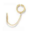 Milskye Graceful Jewelry  Fashion Fine for Women 925 Silver 18k Gold Diamond Single Huggie Hinge Cuff Earrings