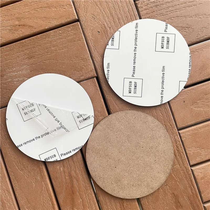 MDFSUB Wholesale Manufacturer Best Price Sublimation Blank Mdf coaster 95mm Round Sublimation Mdf coaster Wooden Back