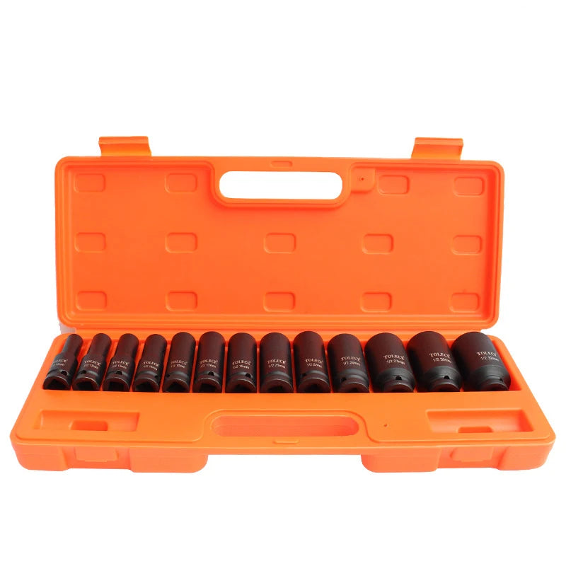 Combination 13 Pcs Bicycle Heavy Duty Impact Socket Tool Box Universal Plastic Socket Set Top Portable Box