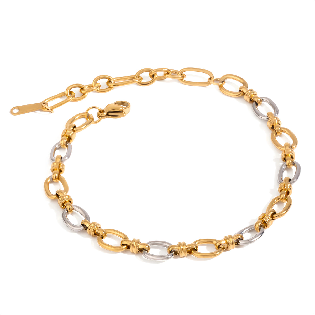 J&D Modern Minimalist Stainless Steel Bracelet Gold Plated European and American Personality Hip Hop Splicing Bracelet MegaBDM