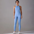 Women's High-Strength Breathable Spandex/Nylon Sports Bodysuit Full-Length Fitness Suit Yoga Running Solid Color Strapless Back