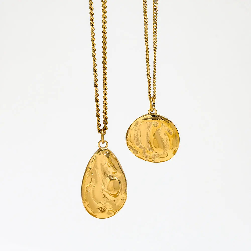Fenny Wholesale 18K PVD Plated No Fade Dainty Abstract Gold Leaf Pattern Pendant Stainless Steel Collarbone Necklace for Women