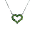 Exquisite Rhodium Plated 925 Silver Jewelry Natural Diopside Heart Necklace for Women Daily Wear