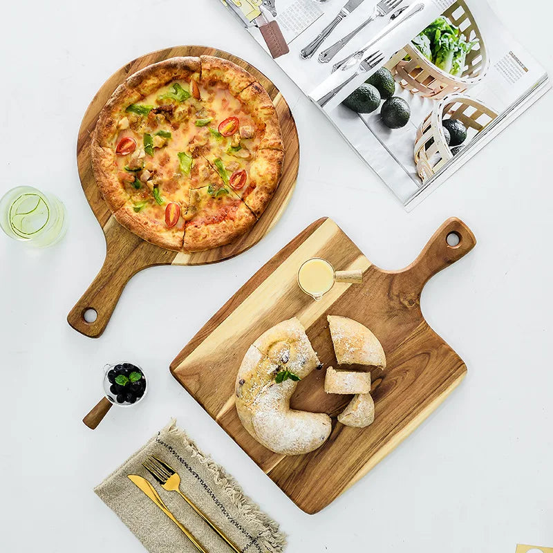 Acacia Wood Pizza Plate Western-style Food Steak and Bread Plate Acacia Wooden Tray