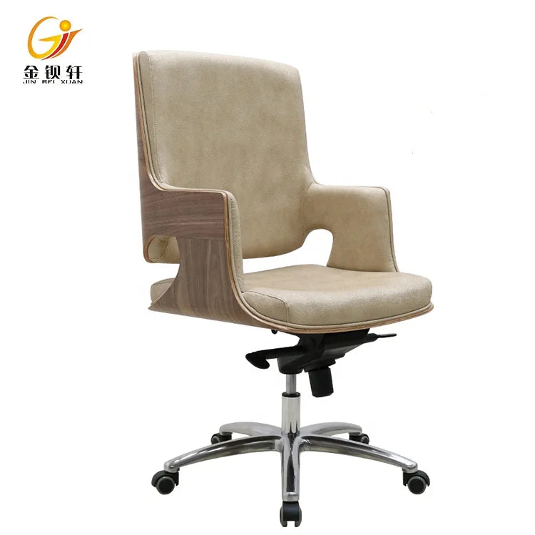 Foshan Longjiang Furniture Contemporary High Back Ergonomic PU Leather Office Chair Adjustable Height Aluminum Alloy Base