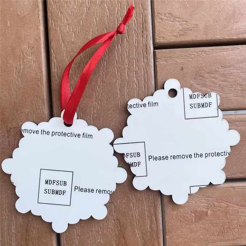 MDFSUB Double-sided Snowflakes Christmas Hanging Ornament Christmas Wooden Mdf Sublimation Blank Ornaments with Protective Film