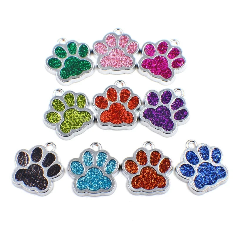 Bling Cat Dog Bear Footprints Paw Pendant Dangle Charms for Key Chain Keyring DIY Jewelry