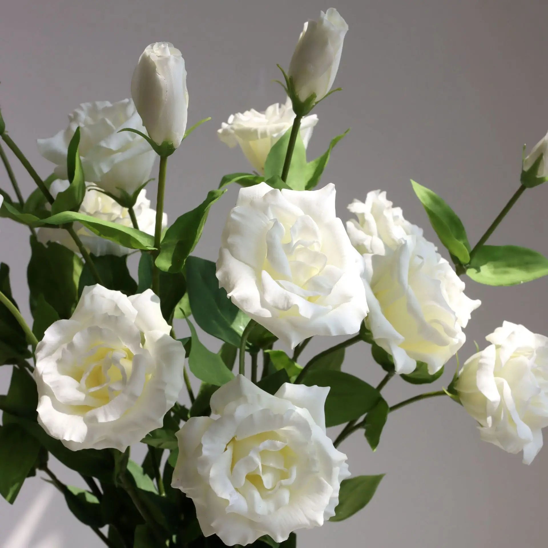 D-R001 Artificial Luxury Lisianthus Latex Flower 3 Heads Real Touch White Eustoma Flowers for Wedding Home Party Decoration
