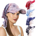Ethnic Muslim Women Hijab Summer Beach Sun Visor Paisley Floral Turban Pre Tied Headwrap Baseball Cap