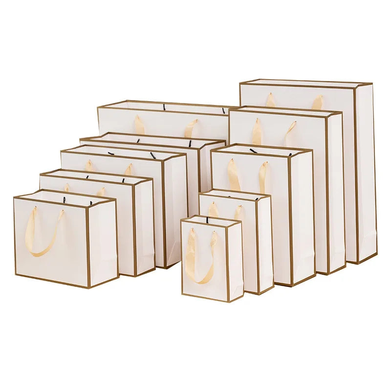 Wholesale Eco-Friendly Reusable White Shopping Bags Custom Luxury Paper Packaging With Logo Print for Jewelry Clothing Gift