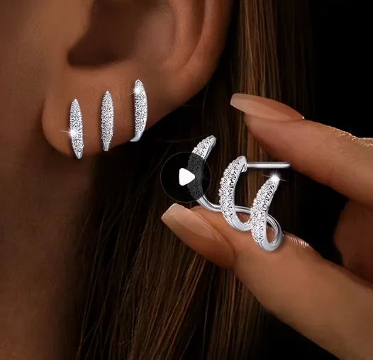 Stud Earrings with Geometric Three-Claw Design. Perfect for Daily Wear Gifting and Special Occasions Like Birthdays ND211035