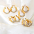 Luxury Shining Zircon Huggie Earrings for Women 18k Gold Plated Stainless Steel Hoop Earrings Tarnish Free Jewelry Pendientes