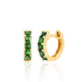 LOZRUNVE Multi Colored CZ Princess Cut Square Emerald Huggie Hoop Earring S925 Sterling Silver