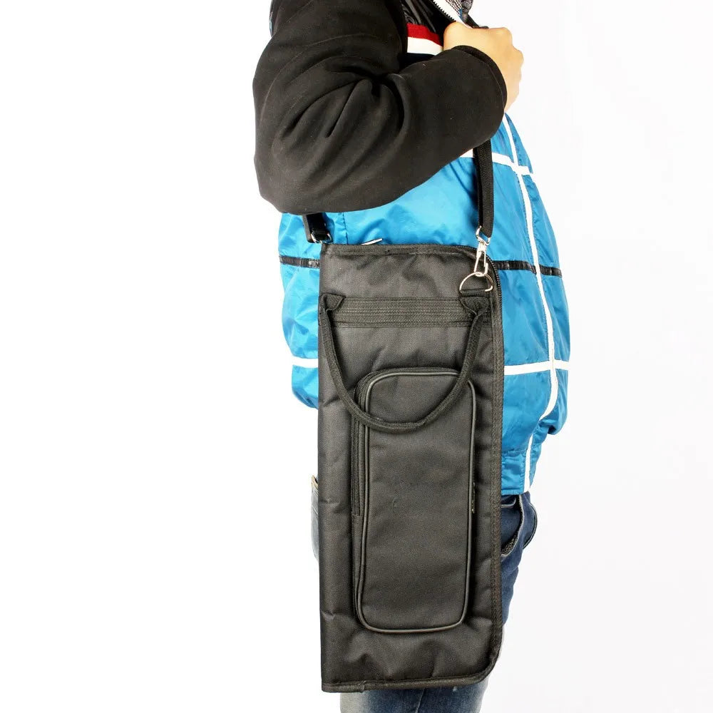 600D Water-resistant Drum Sticks Gig Bag Oxford Cloth Handy Strap Gripped Handle Pocket 5mm Cotton Padded