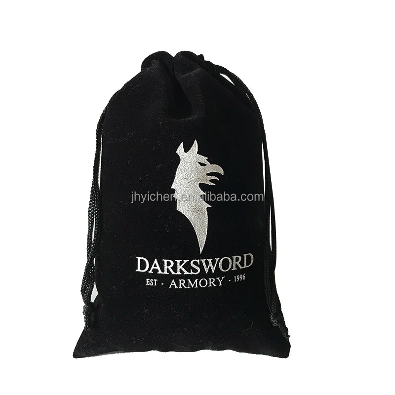 Custom Logo 4x6inch Black Flannel Drawstring Dices Bags Recyclable Velvet Pouch for Tarot Cards for Gifts