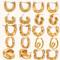 Various Geometric 18K Gold Stainless Steel Huggie Hoop Earrings Twisted Spiral Fold Circle Charm Earrings Women Jewelry