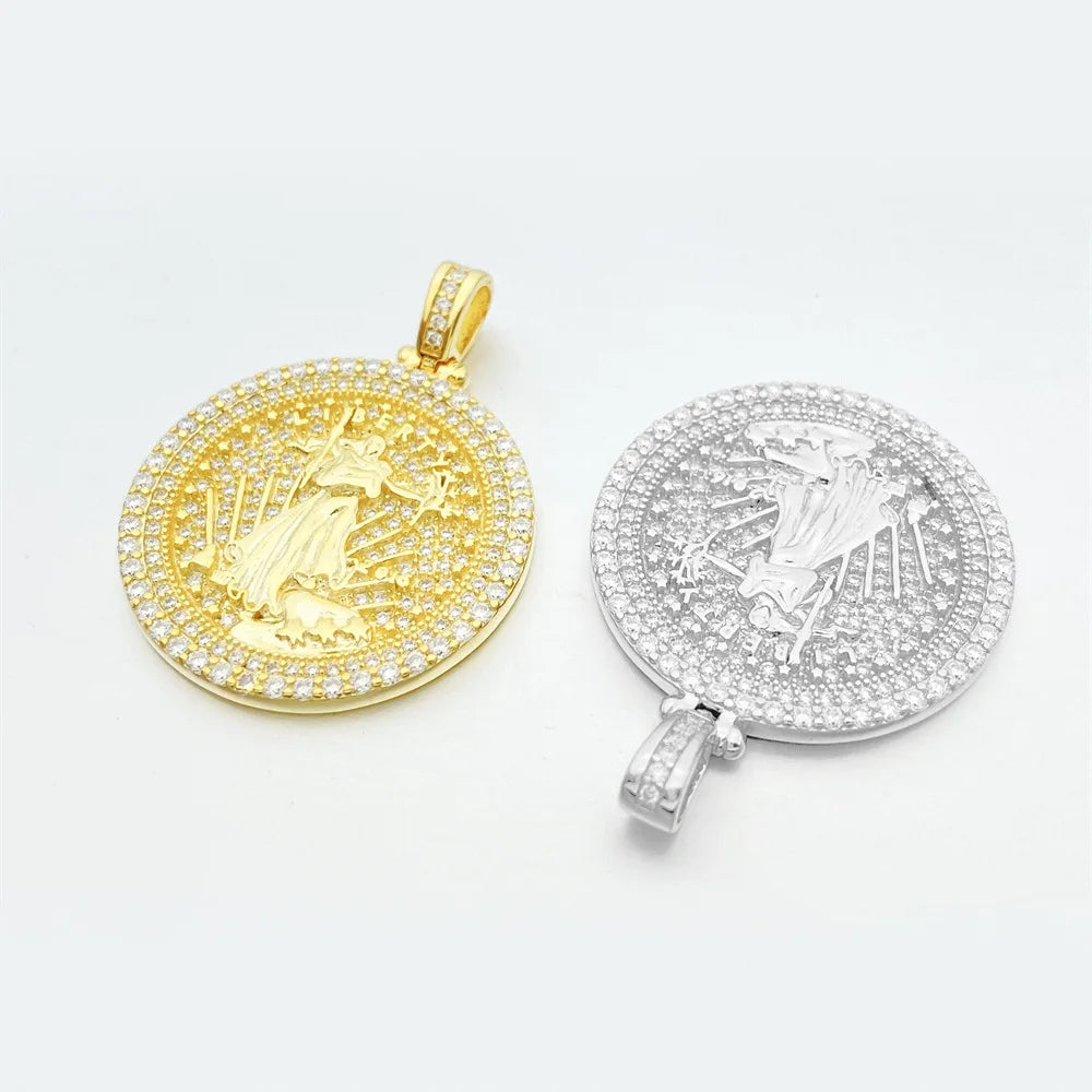 Custom High End Rhodium Plated Bezel Setting Ice Crystal Moissanite Round Jewelry Pendant-Gift