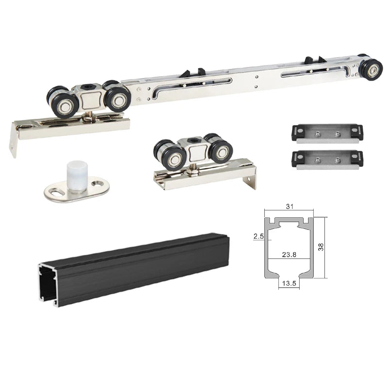 Modern Apartment Sliding Door Hardware with Soft Close Concealed Track Nickel Finish 150kg Capacity Premium Materials