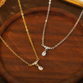 Korean Version Fashion 925 Sterling Silver Water Drop Shape Zircon Necklace Jewelry 18K Gold Plated Dangling Necklaces for Women