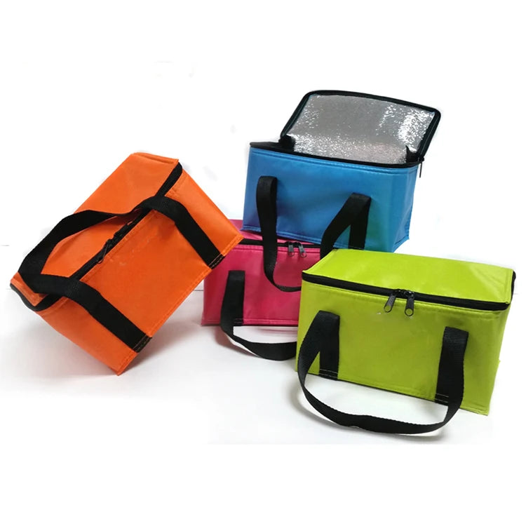 High Quality Eco-Friendly Durable Insulated Portable Adult 2 Persons Lunch Bag PEVA Lining Zipper Cotton Linen Oxford Fabric