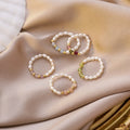 2025 Pearl Ring Jewelry Natural Freshwater Pearl Crystal Waterproof Stainless Steel Beads Ring Fashion Jewelry for Women Girls