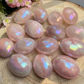 Wholesale Engraved Angel Aura Rose Quartz Palm Stone Natural Crystal Palm Gemstone Tumbled