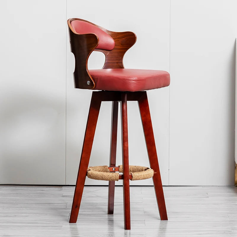 Solid Wood Modern Simple Backrest Swivel bar Chair