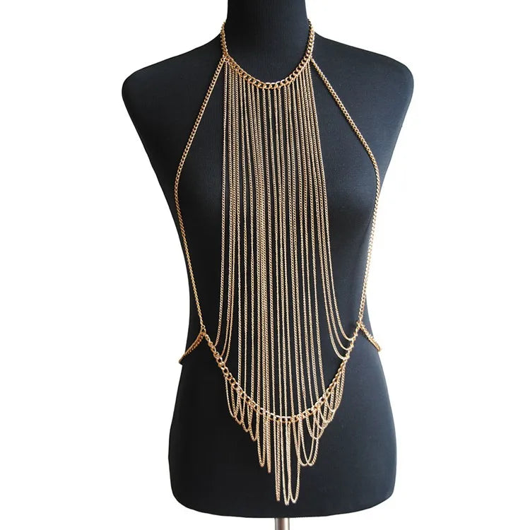 RL-18 Fashion Summer Beach Women Body Jewelry Sexy Halter Tassel Body Chain
