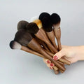 Custom Private Label Professional Walnut Wood Makeup Brush Set 9PCS Factory Price Natural Wood Cosmetic Brushes Kit