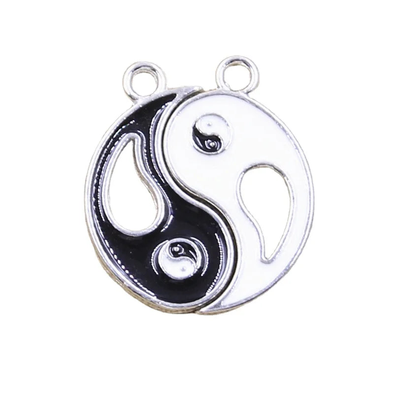 Charms Eight Diagrams Black and White Yin Yang Gossip 24x20mm Pendants DIY Craft Making Findings Handmade Tibetan Jewelry