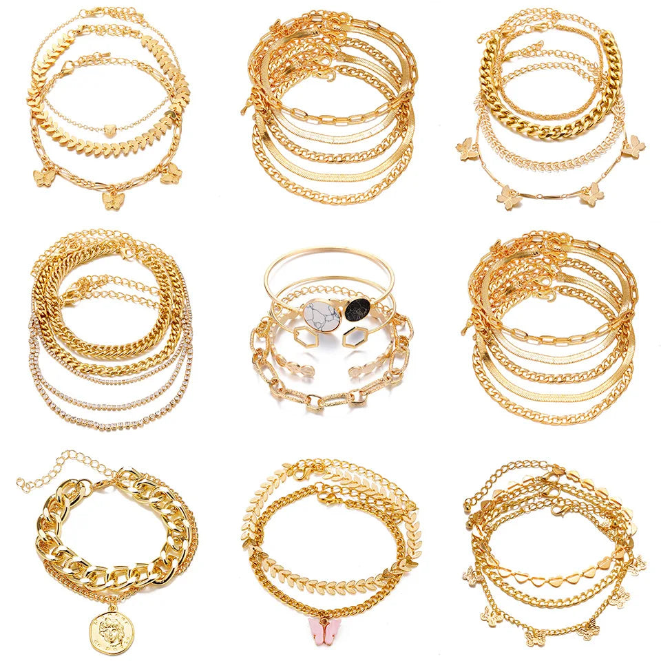 Vintage Butterfly Heart Heart Pendant Bracelet Set for Women Jewelry Wholesale