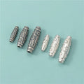 Vintage Carved Tube Beads 925 Sterling Silver Big Barrel Spacer Beads Jewelry Men Accessories