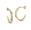 Milskye Personality Fashion Fine Jewelry for Women 925 Silver 18k Gold Diamond Bypass Hoops Earrings