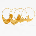 Women's Stainless Steel INS Texture Pleated Circle Bird Shape Irregular Hammer Hook Earrings Gold Plated Stud Hoop Trendy Style
