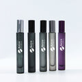 Wholesale 10ml Flat Slim round Matte Frosted Black Glass Roller Bottles Empty for Perfume Essential Hair Oil Roll on Fragrance