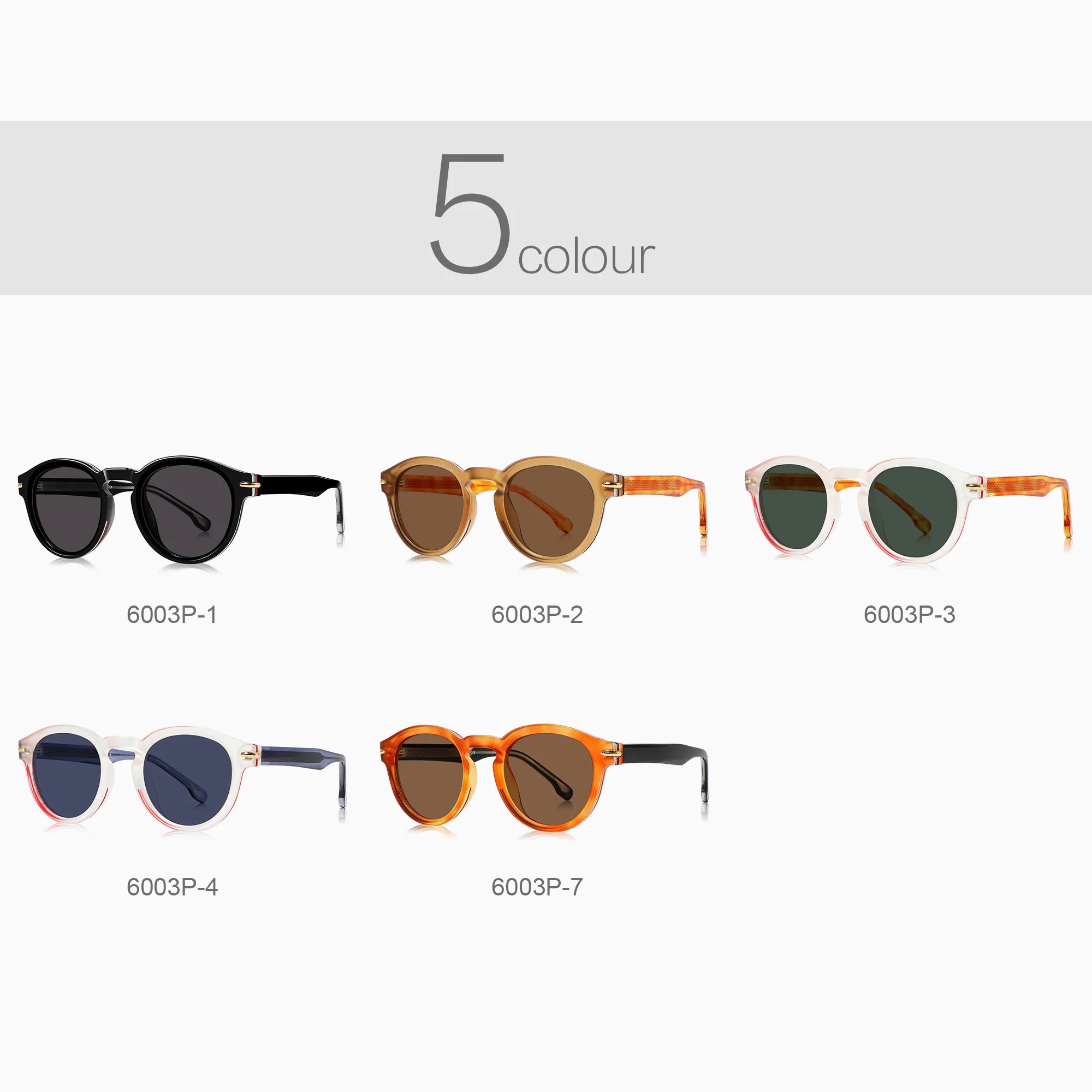 CONCHEN Fashionable Women's Round Frame Sun Glasses Polarized Classic Unisex Sun Glasses Designer Sunglasses for Men