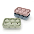 6 Holes Easy Release BPA Free Food Grade Large Whiskey Ice Ball Sphere Ice Cube Trays Silicone Ice Mold with Lid