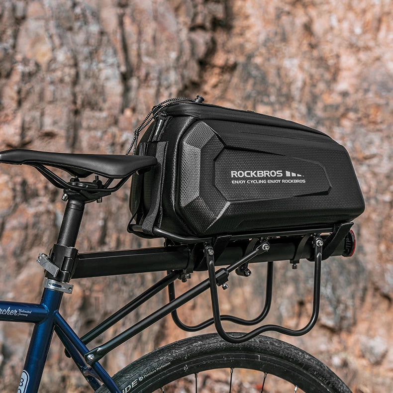 ROCKBROS Bike Bicycle Rear Shelf Rack Bag Hard Shell Waterproof Seat Trunk Bag Bicycle Rack Rear Carrier Bag